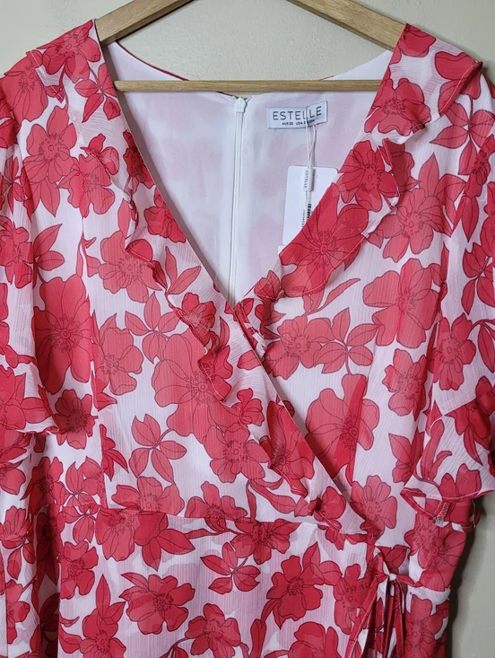 Estelle Poppy Essence Faux Wrap Mini Dress Size 2X NWT - Picture 3 of 12